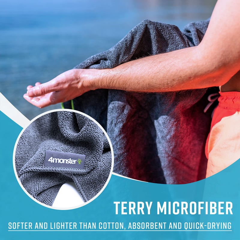 4Monster 4 Pack Microfiber Camping Towel Quick Dry, Super Absorbent Travel Towel with Waterproof Bag, Lightweight Boat Towel for RV, Sport, Gym, Beach, Pool, Swim,Family Trip - Image 4